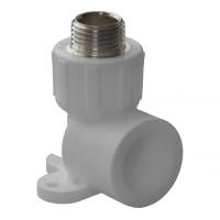 Угольник комбинированный PPRC d25х1/2" НР (с креплением) белый Политэк