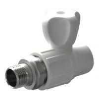 Вентиль прямой для радиатора PPRC d25х3/4" НР белый Политэк
