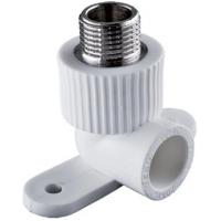 Угольник комбинированный PPRC d25х1/2" НР (с креплением) белый TEBO