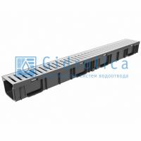 Лоток водоотводный Light пластиковый с решеткой стальной оцинкованной DN100 H96, кл. А15(1000х115х96)