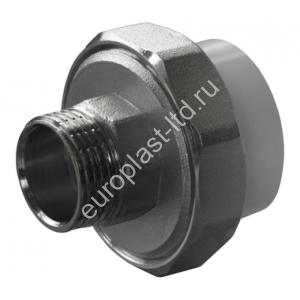 Муфта разъемная PPRC d32х3/4" НР белая Политэк - Изображение 1