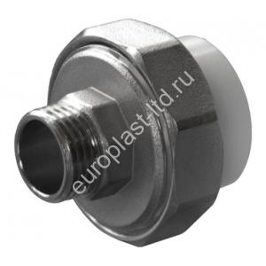 Муфта разъемная PPRC d25х1/2" НР белая Политэк - Изображение 1