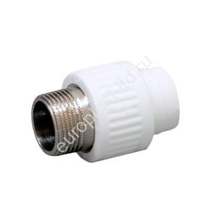 Муфта комбинированная PPRC d20х1/2" НР белая Fusitek - Изображение 1