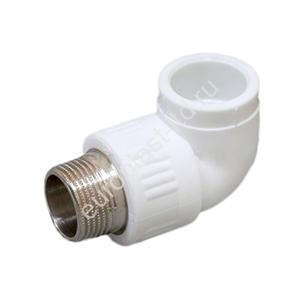 Угольник комбинированный PPRC d25х3/4" НР белый Fusitek - Изображение 1