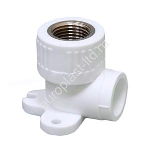 Угольник комбинированный PPRC d20х1/2" ВР (с креплением) белый Fusitek - Изображение 1