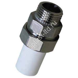 Муфта разъемная PPRC d63х2" НР штуцер (евроконус) белая TEBO - Изображение 1