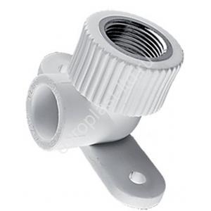Угольник комбинированный PPRC d25х1/2" ВР (с креплением) белый TEBO - Изображение 1